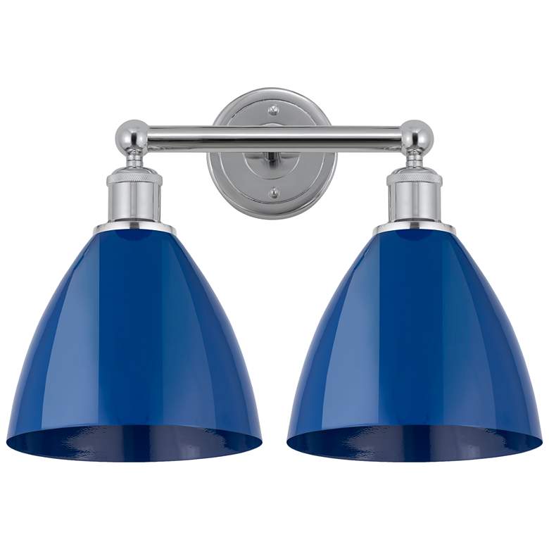 Image 1 Plymouth Dome 17" 2-Light Polished Chrome Bath Light w/ Blue Shade