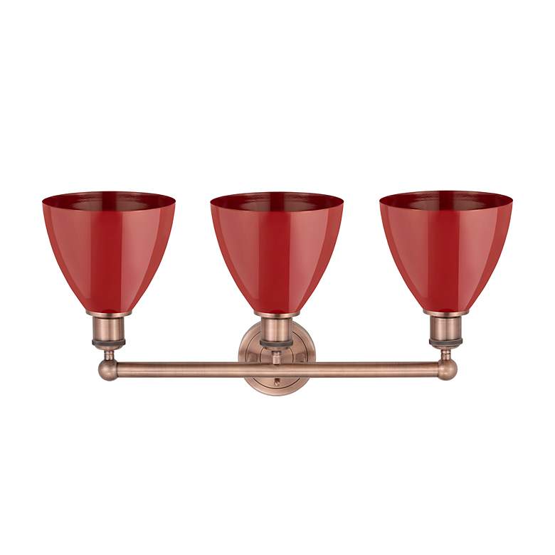 Image 2 Plymouth Dome 25.5"W 3 Light Antique Copper Bath Light With Red Shade more views