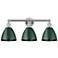 Plymouth Dome 25.5"W 3 Light Polished Chrome Bath Light w/ Green Shade