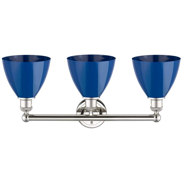 Image 2 Plymouth Dome 25.5"W 3 Light Polished Nickel Bath Light With Blue Shad more views