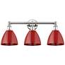 Plymouth Dome 25.5"W 3 Light Polished Nickel Bath Light With Red Shade