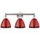 Plymouth Dome 25.5"W 3 Light Polished Nickel Bath Light With Red Shade