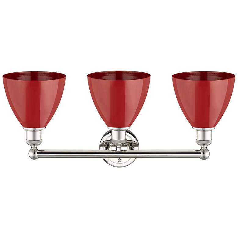 Image 2 Plymouth Dome 25.5"W 3 Light Polished Nickel Bath Light With Red Shade more views