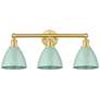 Plymouth Dome 25.5"W 3 Light Satin Gold Bath Light With Seafoam Shade