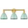 Plymouth Dome 25.5"W 3 Light Satin Gold Bath Light With Seafoam Shade