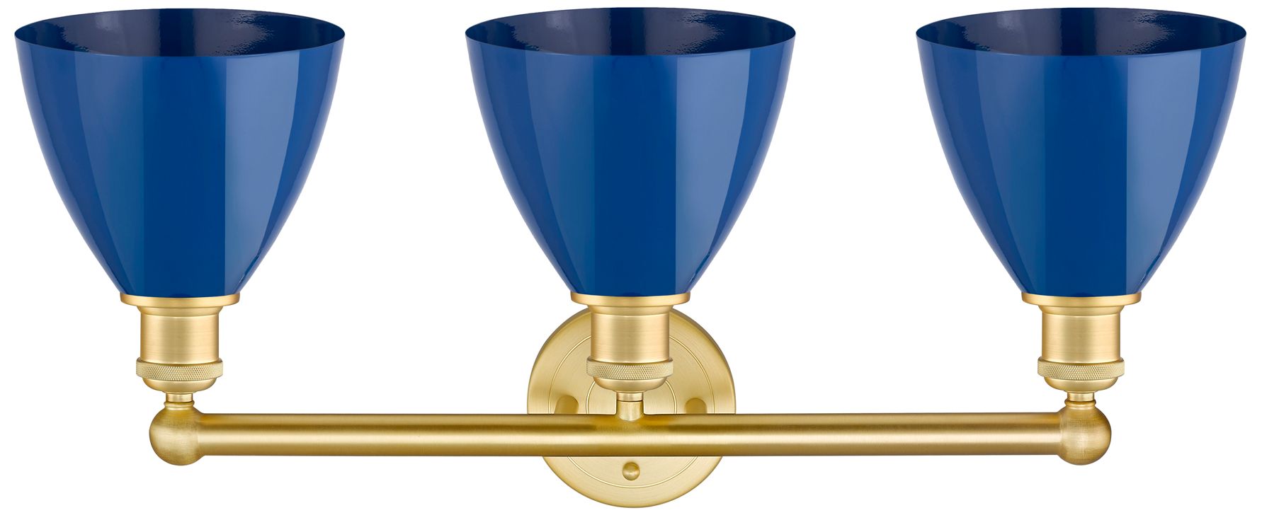 Image 2 Plymouth Dome 25.5"W 3 Light Satin Gold Bath Vanity Light With Blue Sh more views