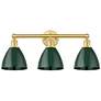 Plymouth Dome 25.5"W 3 Light Satin Gold Bath Vanity Light With Green S