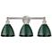 Plymouth Dome 25.5"W 3 Light Satin Nickel Bath Vanity Light w/ Green S