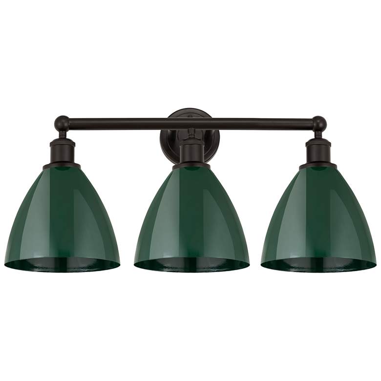 Image 1 Plymouth Dome 26 inch 3-Light Oil Rubbed Bronze Bath Light w/ Green Shade