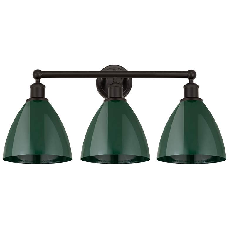 Image 1 Plymouth Dome 26" 3-Light Oil Rubbed Bronze Bath Light w/ Green Shade