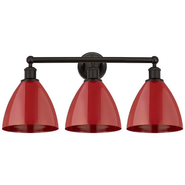 Image 1 Plymouth Dome 26" 3-Light Oil Rubbed Bronze Bath Light w/ Red Shade