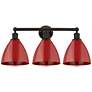 Plymouth Dome 26" 3-Light Oil Rubbed Bronze Bath Light w/ Red Shade