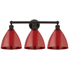 Plymouth Dome 26" 3-Light Oil Rubbed Bronze Bath Light w/ Red Shade Plymouth Dome 26" 3-Light Oil Rubbed Bronze Bath Light w/ Red Shade