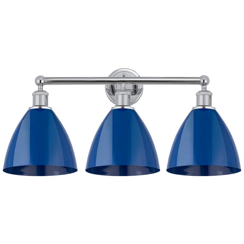 Image 1 Plymouth Dome 26" 3-Light Polished Chrome Bath Light w/ Blue Shade
