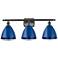 Plymouth Dome 27.5" Wide 3 Light Bronze Bath Vanity Light w/ Blue Shad