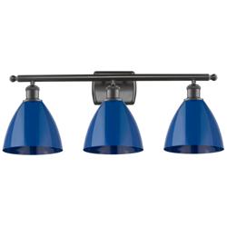 Plymouth Dome 27.5" Wide 3 Light Bronze Bath Vanity Light w/ Blue Shad