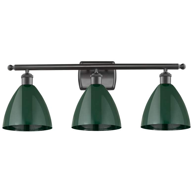 Image 1 Plymouth Dome 27.5" Wide 3 Light Bronze Bath Vanity Light w/ Green Sha
