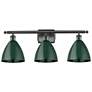 Plymouth Dome 27.5" Wide 3 Light Bronze Bath Vanity Light w/ Green Sha