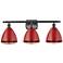 Plymouth Dome 27.5" Wide 3 Light Bronze Bath Vanity Light w/ Red Shade
