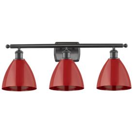 Plymouth Dome 27.5" Wide 3 Light Bronze Bath Vanity Light w/ Red Shade Plymouth Dome 27.5" Wide 3 Light Bronze Bath Vanity Light w/ Red Shade