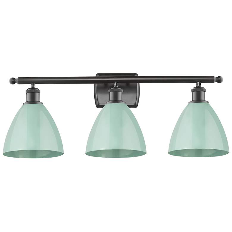 Image 1 Plymouth Dome 27.5" Wide 3 Light Bronze Bath Vanity Light w/ Seafoam S