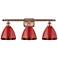 Plymouth Dome 27.5" Wide 3 Light Copper Bath Vanity Light w/ Red Shade