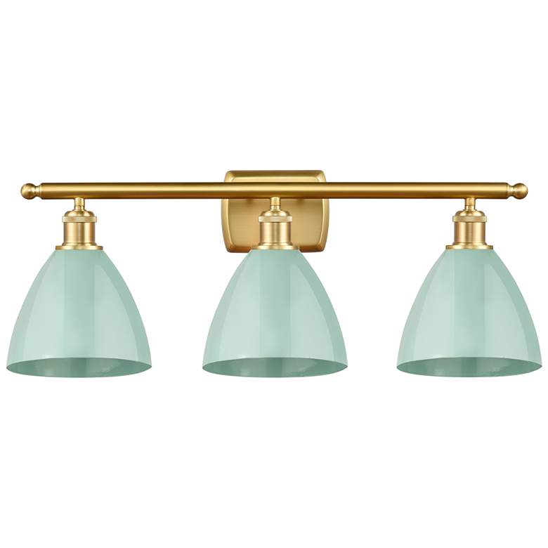 Image 1 Plymouth Dome 27.5" Wide 3 Light Gold Bath Vanity Light w/ Seafoam Sha
