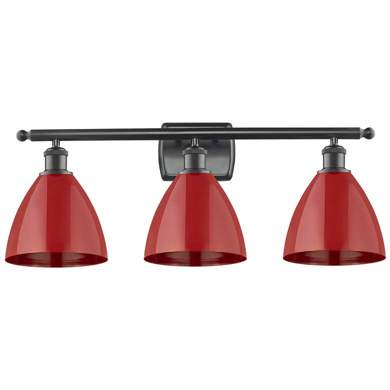 Image 1 Plymouth Dome 27.5" Wide 3 Light Matte Black Bath Vanity Light w/ Red