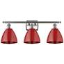 Plymouth Dome 27.5"W 3 Light Brushed Nickel Bath Light w/ Red Shade