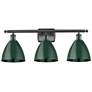 Plymouth Dome 27.5"W 3 Light Matte Black Bath Vanity Light w/ Green Sh