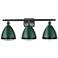 Plymouth Dome 27.5"W 3 Light Matte Black Bath Vanity Light w/ Green Sh
