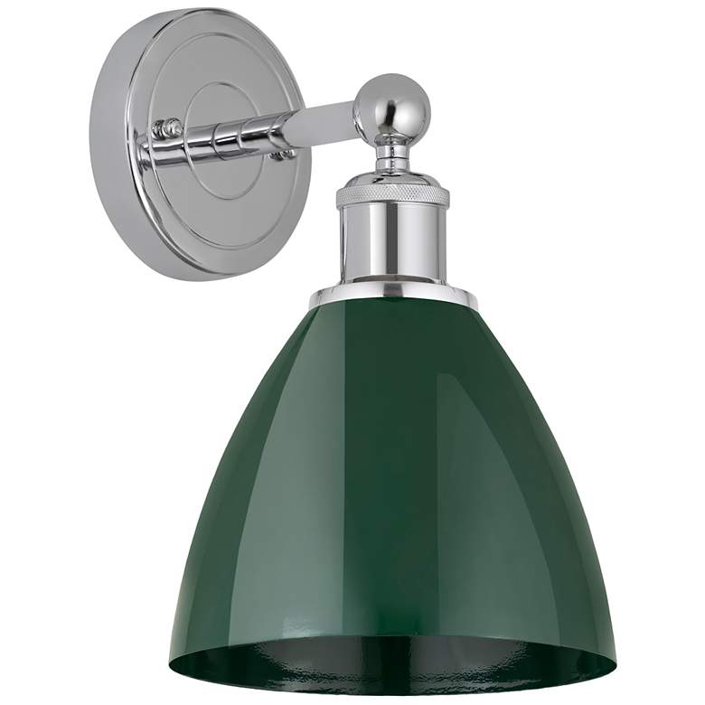 Image 1 Plymouth Dome 3" High Polished Chrome Sconce With Green Shade