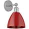 Plymouth Dome 3" High Polished Chrome Sconce With Red Shade