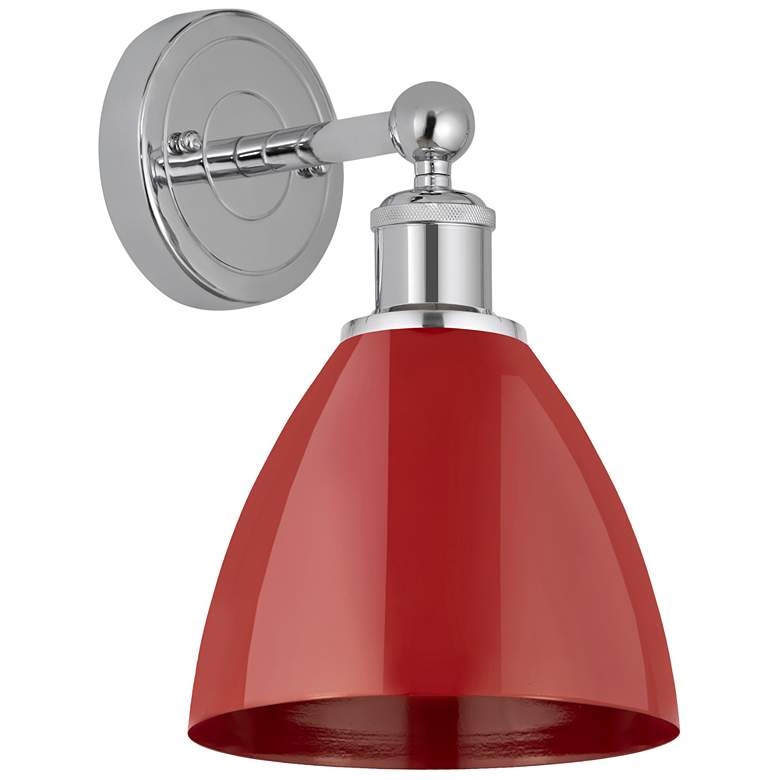 Image 1 Plymouth Dome 3 inch High Polished Chrome Sconce With Red Shade