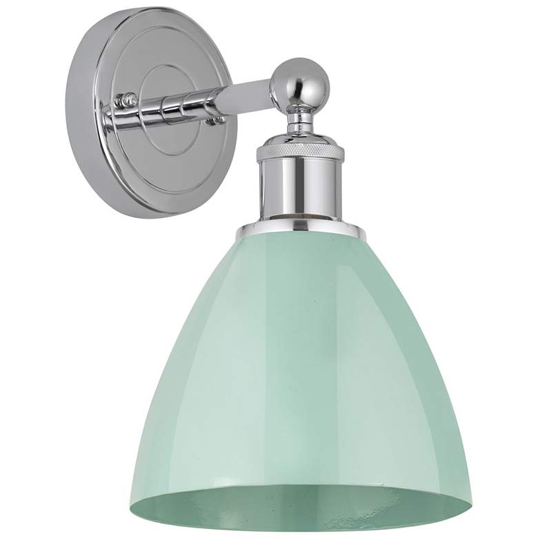 Image 1 Plymouth Dome 3" High Polished Chrome Sconce With Seafoam Shade