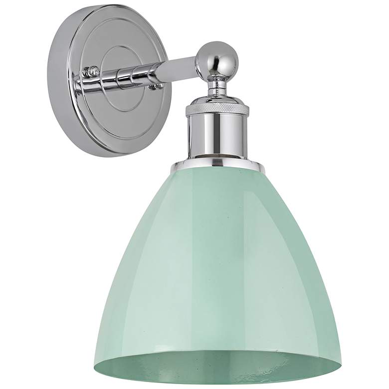 Image 1 Plymouth Dome 3" High Polished Chrome Sconce With Seafoam Shade