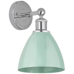 Plymouth Dome 3&quot; High Polished Chrome Sconce With Seafoam Shade