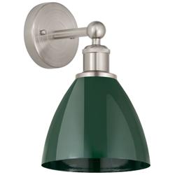 Plymouth Dome 3&quot; High Satin Nickel Sconce With Green Shade
