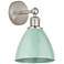 Plymouth Dome 3" High Satin Nickel Sconce With Seafoam Shade
