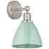 Plymouth Dome 3" High Satin Nickel Sconce With Seafoam Shade