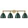 Plymouth Dome 34.5"W 4 Light Brushed Brass Bath Light With Green Shade