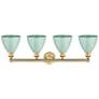 2_Plymouth Dome 34.5"W 4 Light Brushed Brass Bath Light With Seafoam Sha more views