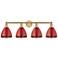 Plymouth Dome 34.5"W 4 Light Brushed Brass Bath Vanity Light With Red