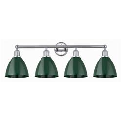 Plymouth Dome 34.5&quot;W 4 Light Polished Chrome Bath Light w/ Green Shade