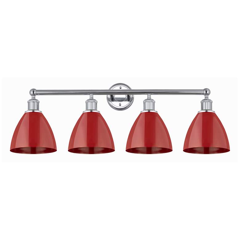Image 1 Plymouth Dome 34.5 inchW 4 Light Polished Chrome Bath Vanity Light w/ Red 
