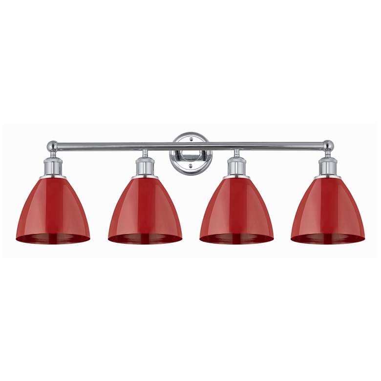 Image 1 Plymouth Dome 34.5"W 4 Light Polished Chrome Bath Vanity Light w/ Red
