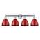 Plymouth Dome 34.5"W 4 Light Polished Chrome Bath Vanity Light w/ Red