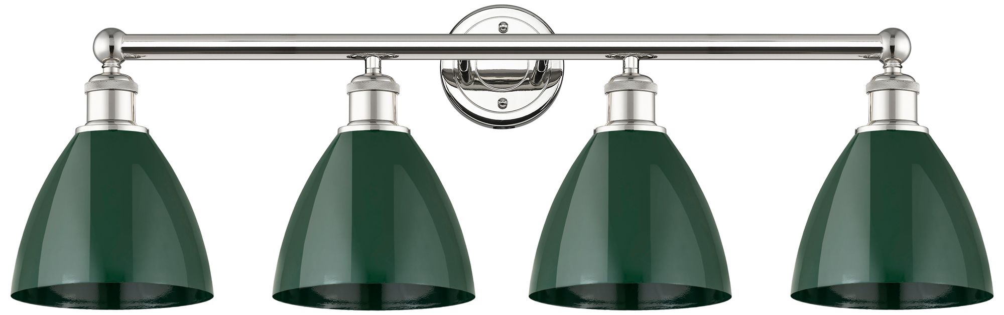 Plymouth Dome 34.5"W 4 Light Polished Nickel Bath Light With Green Sha