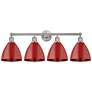 Plymouth Dome 35" 4-Light Brushed Satin Nickel Bath Light w/ Red Shade