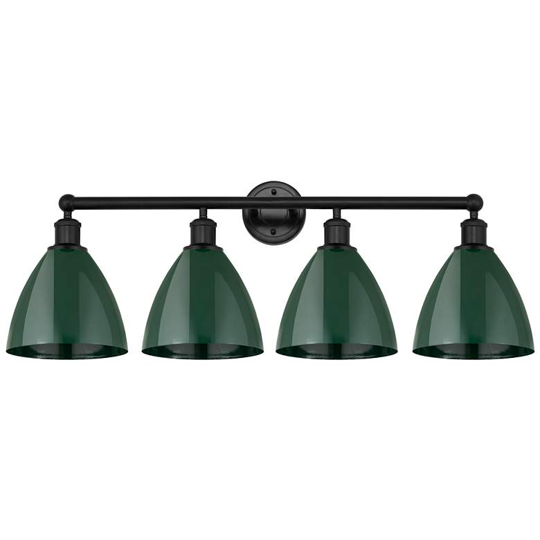 Image 1 Plymouth Dome 35" 4-Light Matte Black Bath Light w/ Green Shade